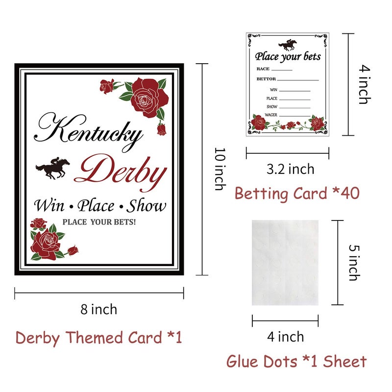 ANGOLIO Race Horse Party Supplies, 40Pcs Betting Card for Guess Who will Win the First on Horse Racing, Win Place Show Ticket Play Your Bets Card Derby Invitation Guessing Game supplies - Image 2